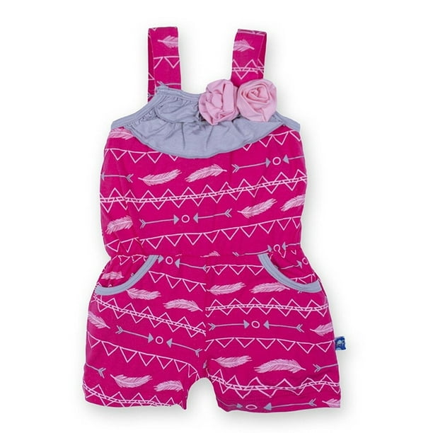 KicKee Pants Print Flower Romper with Pockets